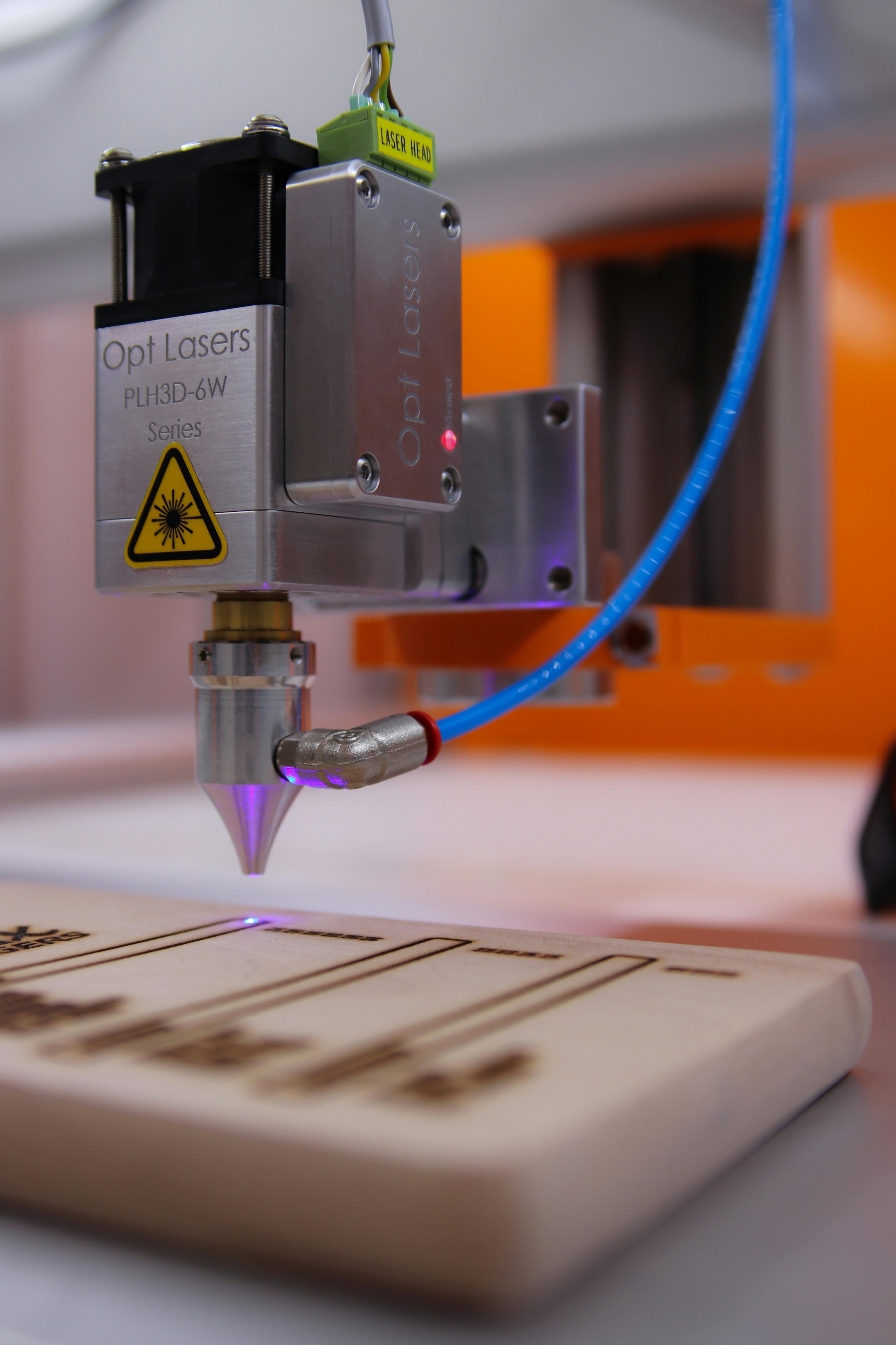 Laser cutting in progress